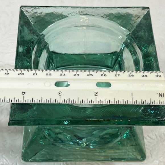 VTG Vidrios San Miguel 100% Recycled Glass Candle Holder Green Heavy - Picture 8 of 9
